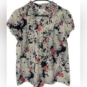 Ann Taylor Loft Women’s Size Medium Petite Floral Multi Color Blouse